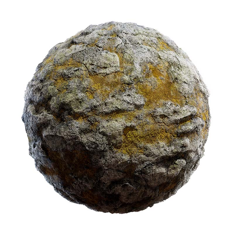 Rough Grey Rock with Moss PBR Texture