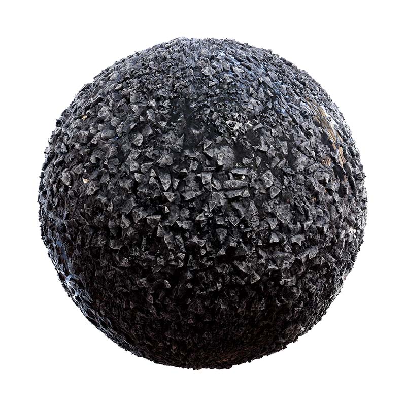 Sharp Black Gravel with Water PBR Texture