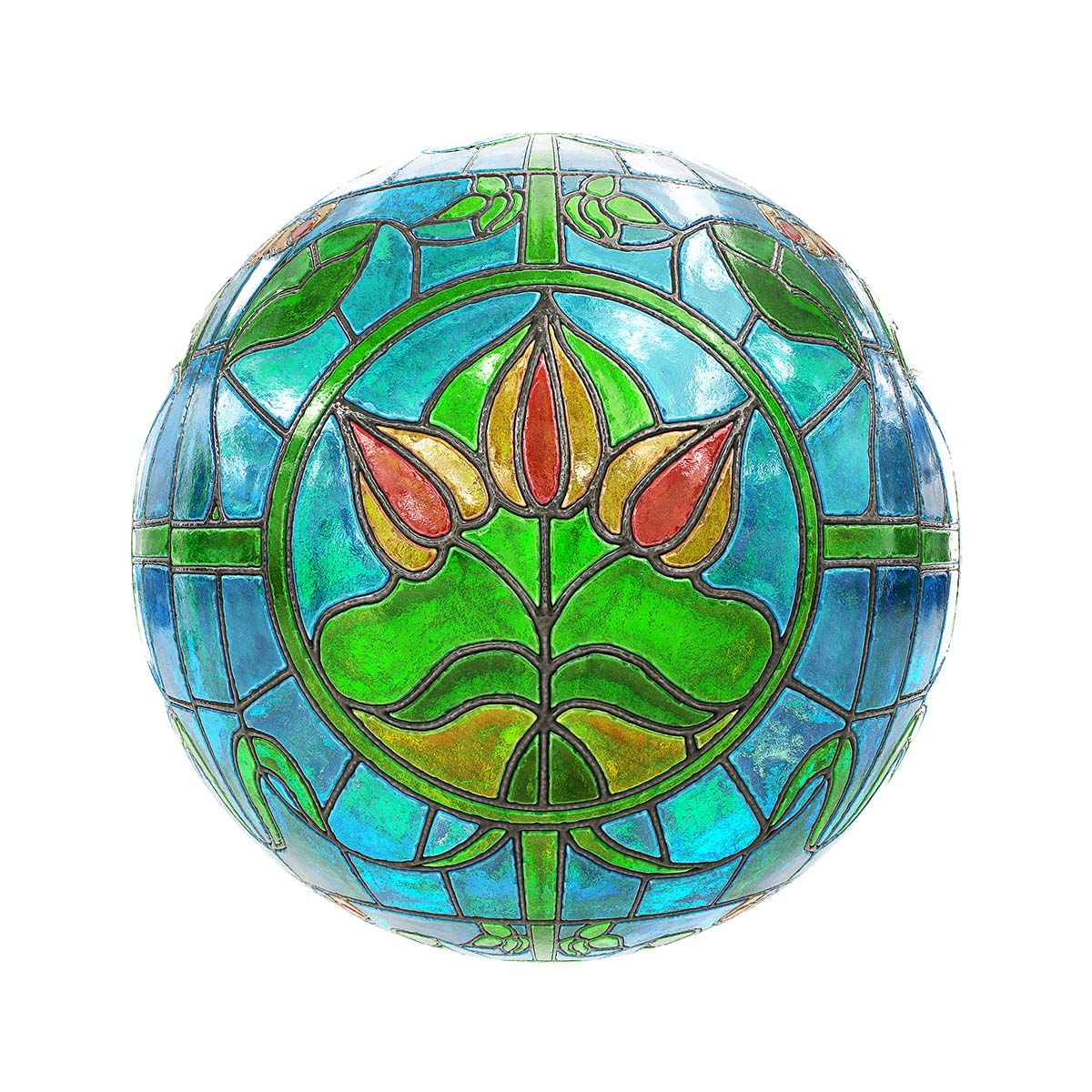 Flower Pattern Stained Glass PBR Texture