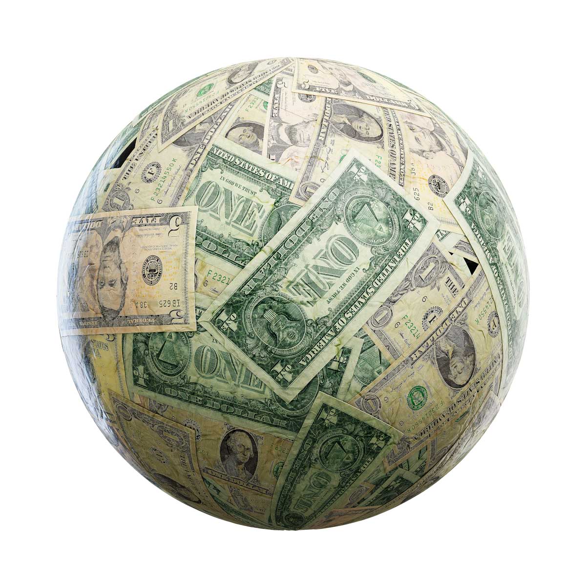 Scattered Dollar Bills PBR Texture