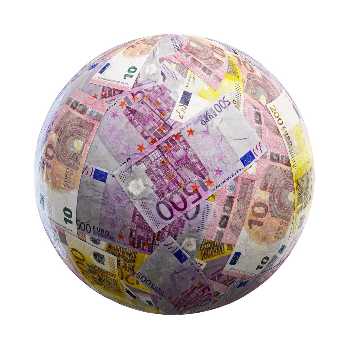 Scattered Euro Bills PBR Texture