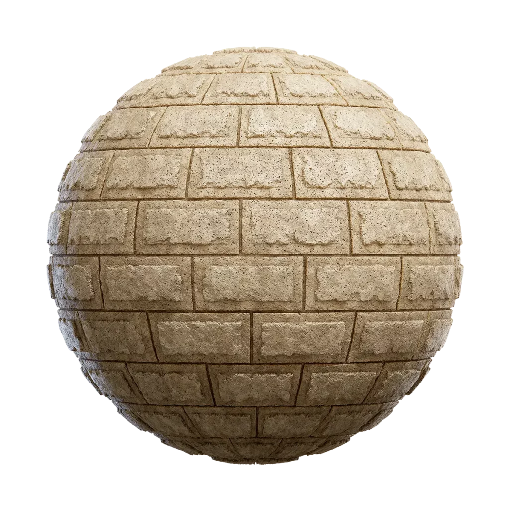 Beige Stone Brick Wall PBR Texture (4535)