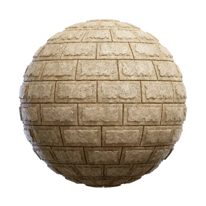 Beige Stone Brick Wall PBR Texture (4535)