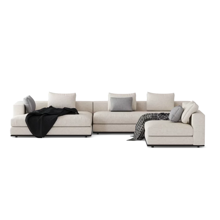 Beige Large Corner Sofa 3D Model
