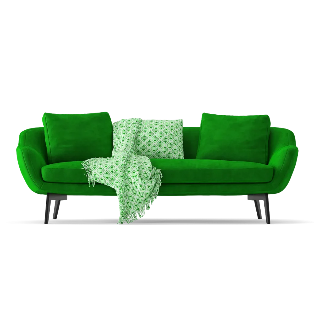 Green Rounded Velvet Sofa