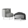 Grey Fabric Armchair with Pouf - Image 2