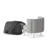 Grey Fabric Armchair with Pouf - Image 3
