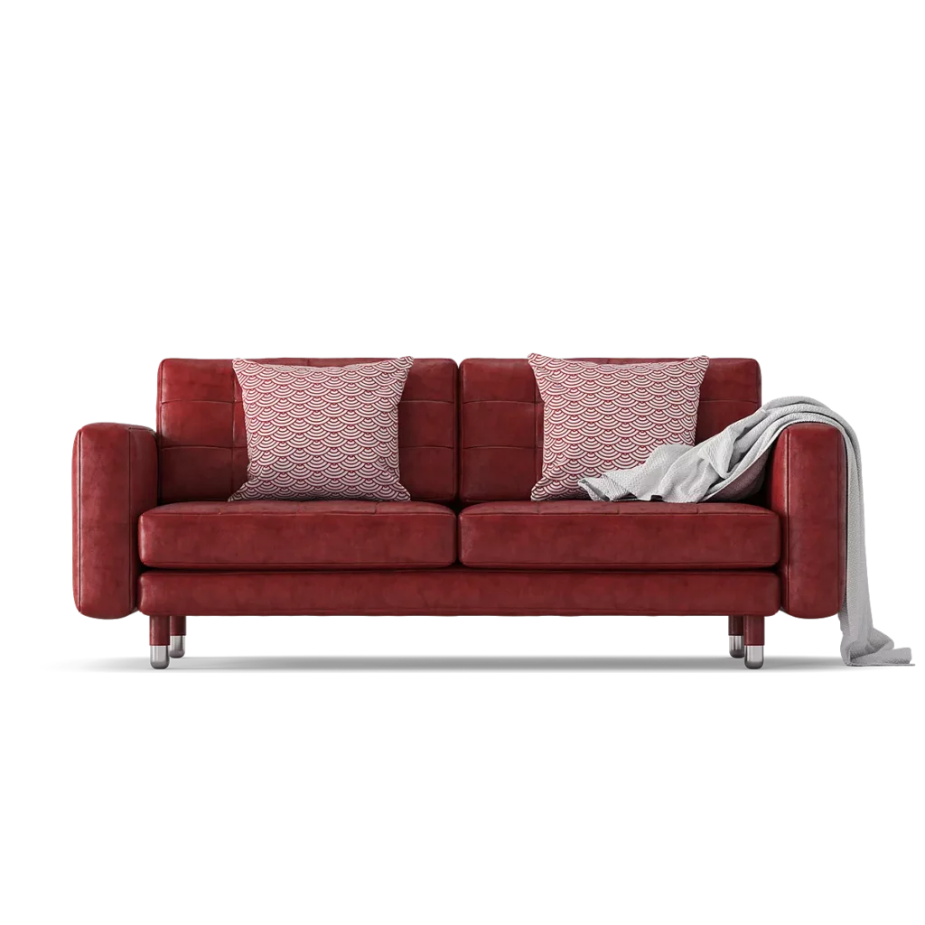 Red 2-Seat Leather Sofa