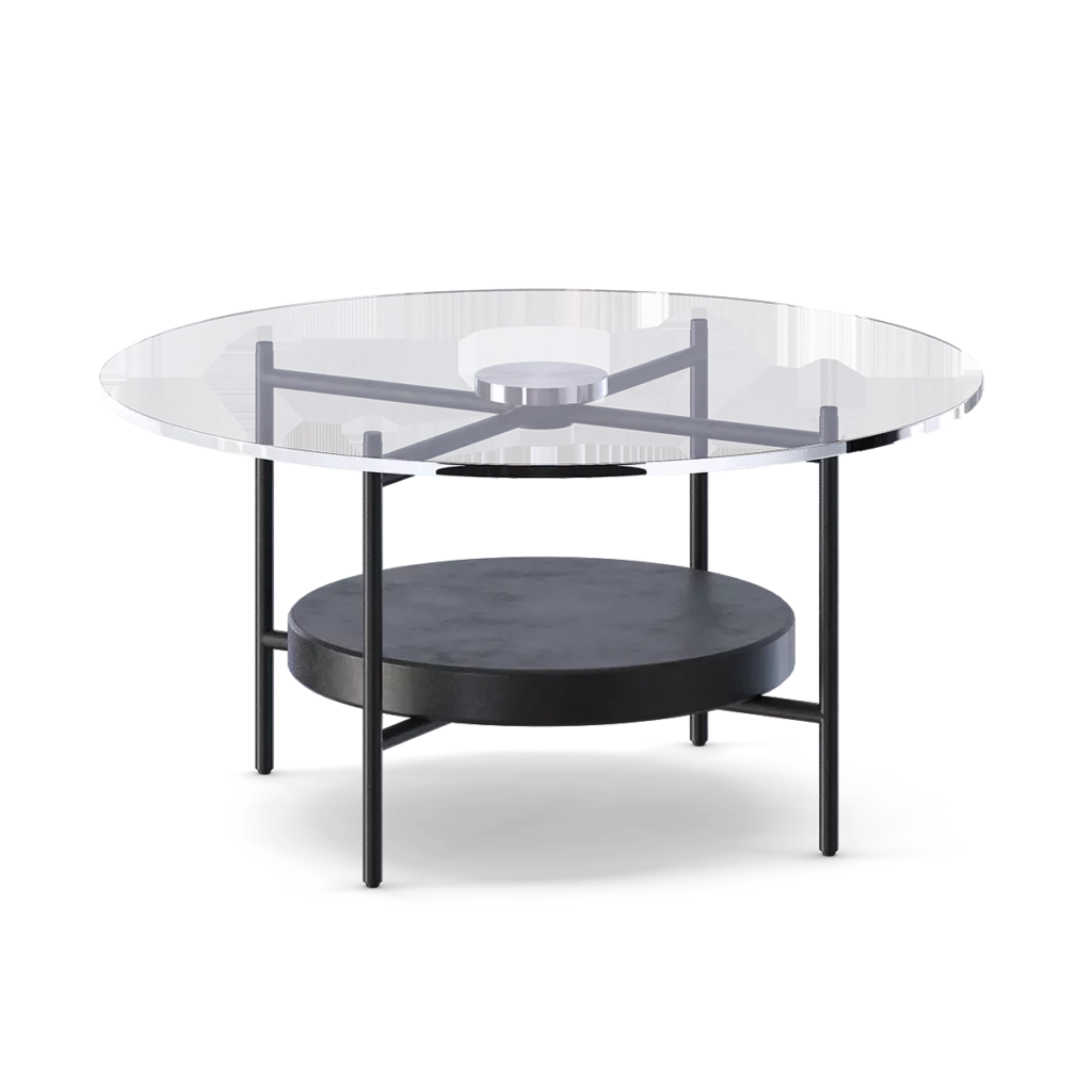 Round Black and Glass Coffee Table