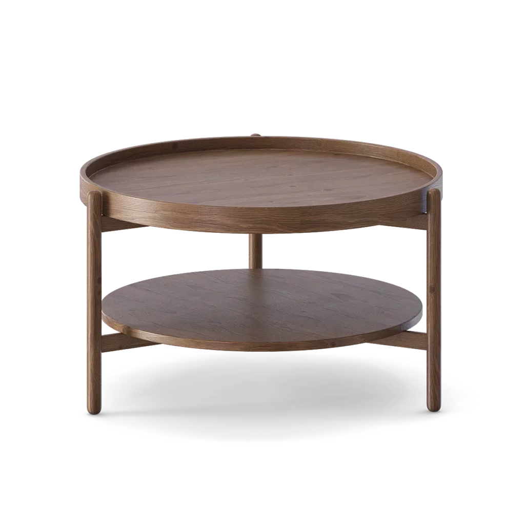 Round Dark Wooden Coffee Table