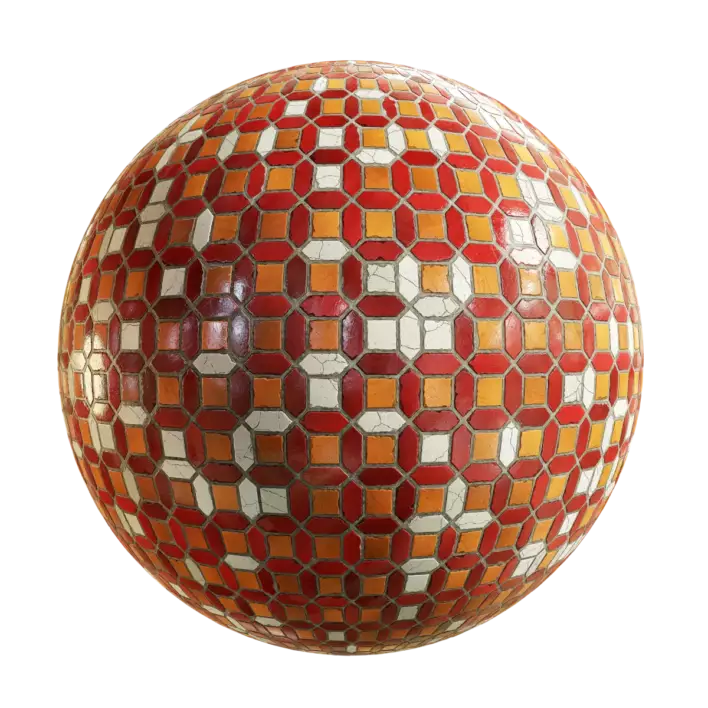Octagon Red Orange Beige Tiles (5302)