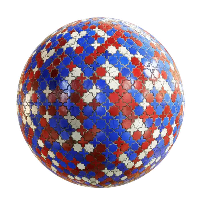 Star Red Blue Beige Tiles (5303)