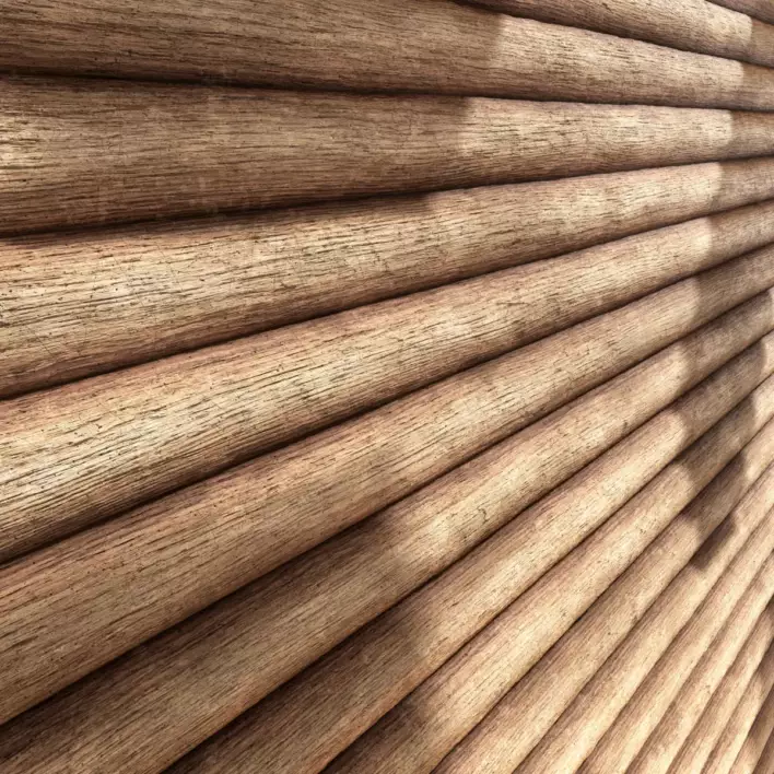 Clean Horizontal Brown Wooden Logs PBR Texture