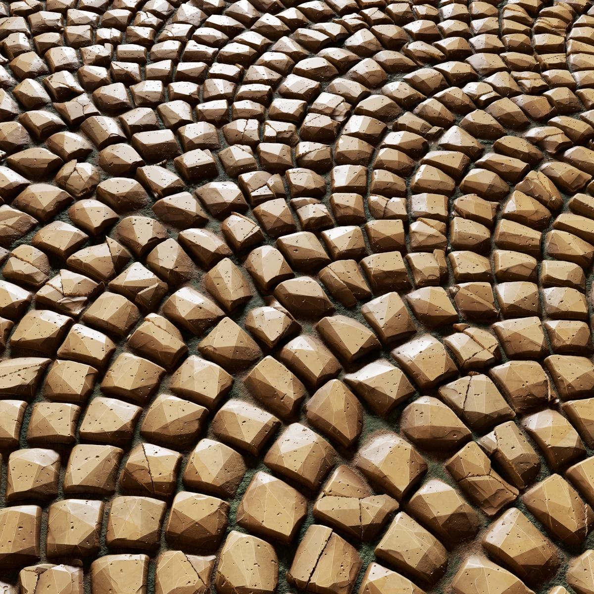 Stylized Beige Arc Pavement PBR Texture