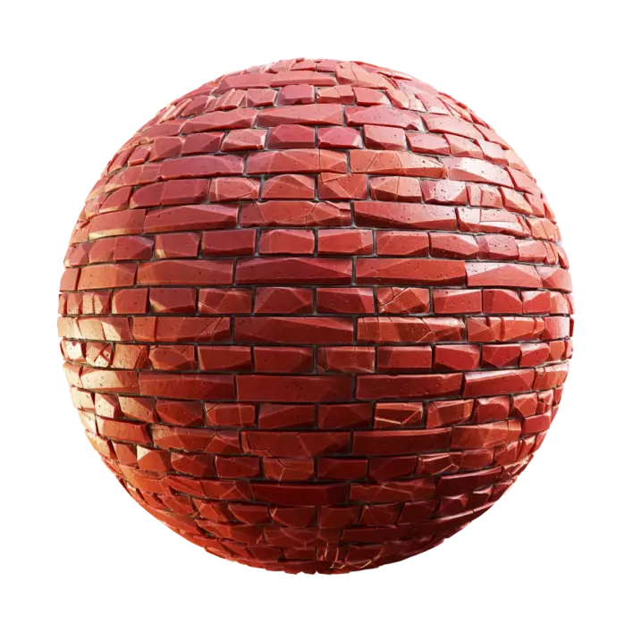 Stylized Cracked Red Brick Wall (5875)