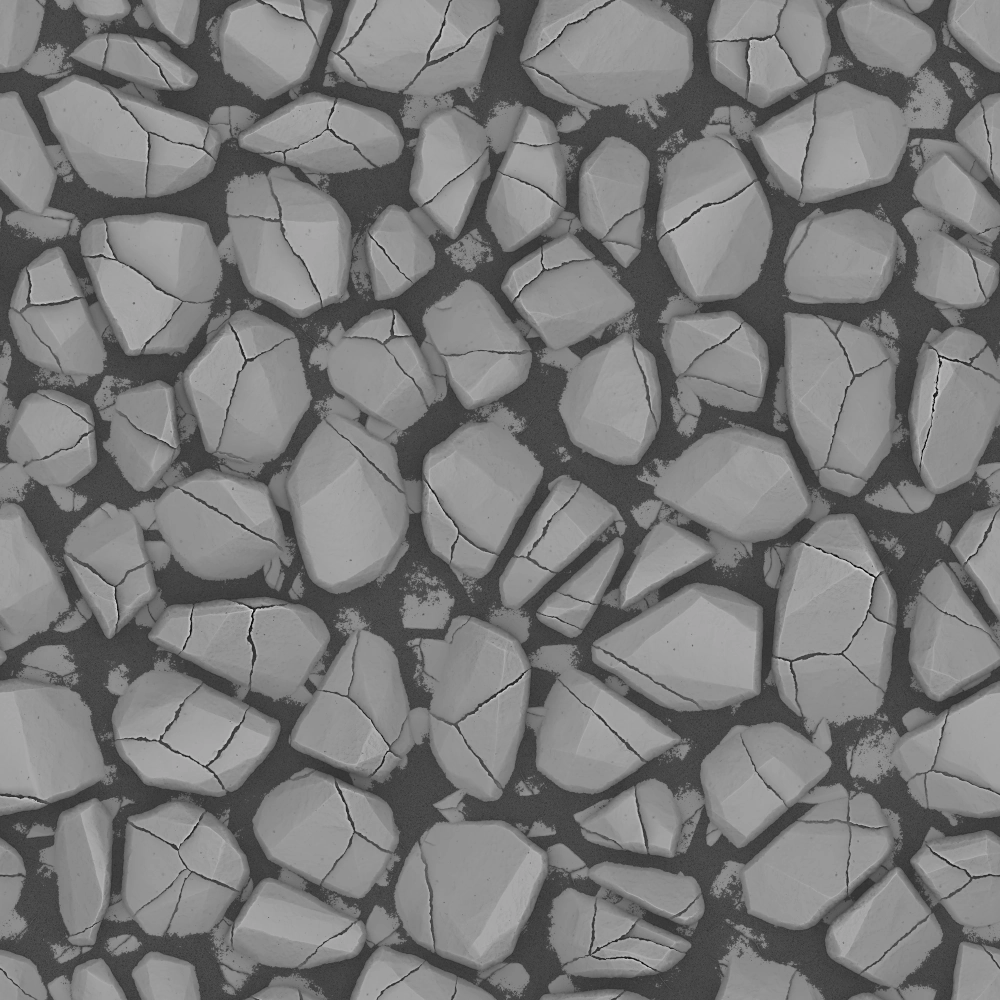 Stylized Cracked Grey Rocks Pbr Texture