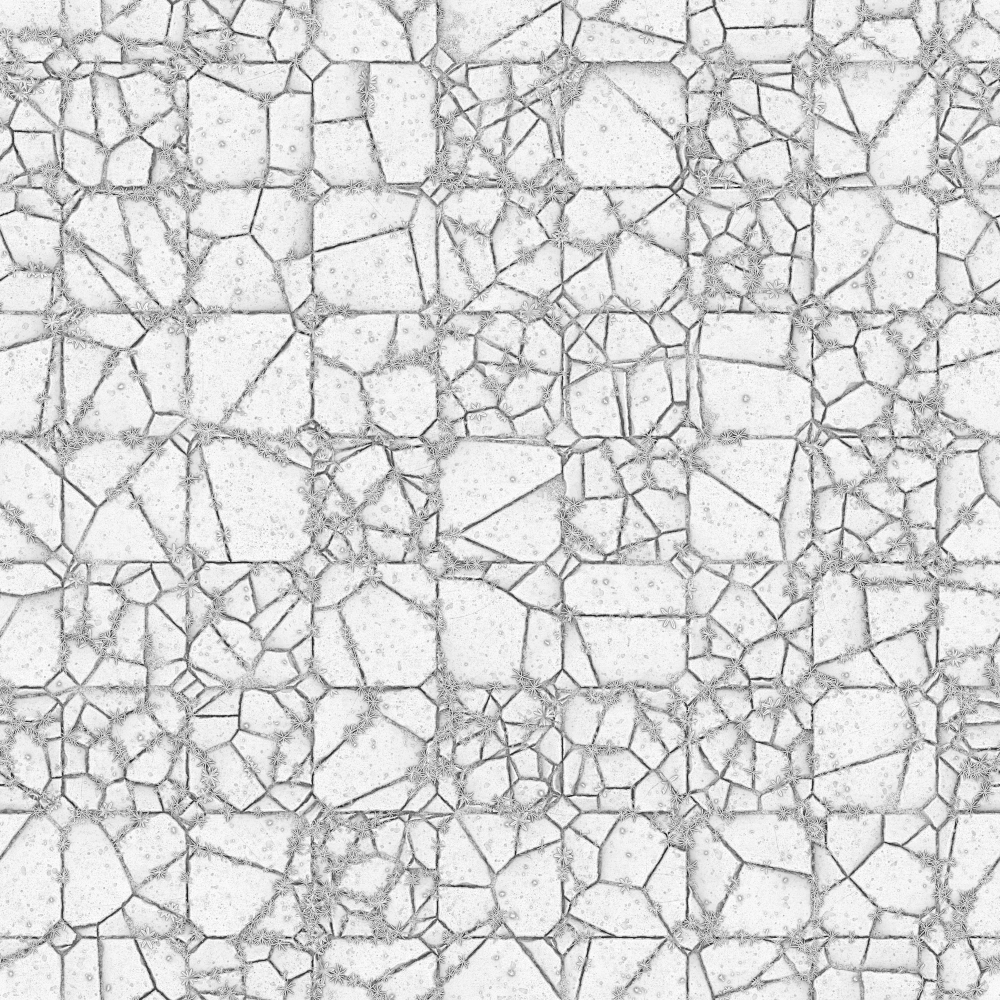 Damaged Pavement Grey Tiles PBR Texture